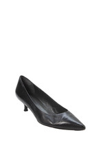 Stuart Weitzman Womens Leather Pointed Toe Kitty Heels Shoes Black Size 8M