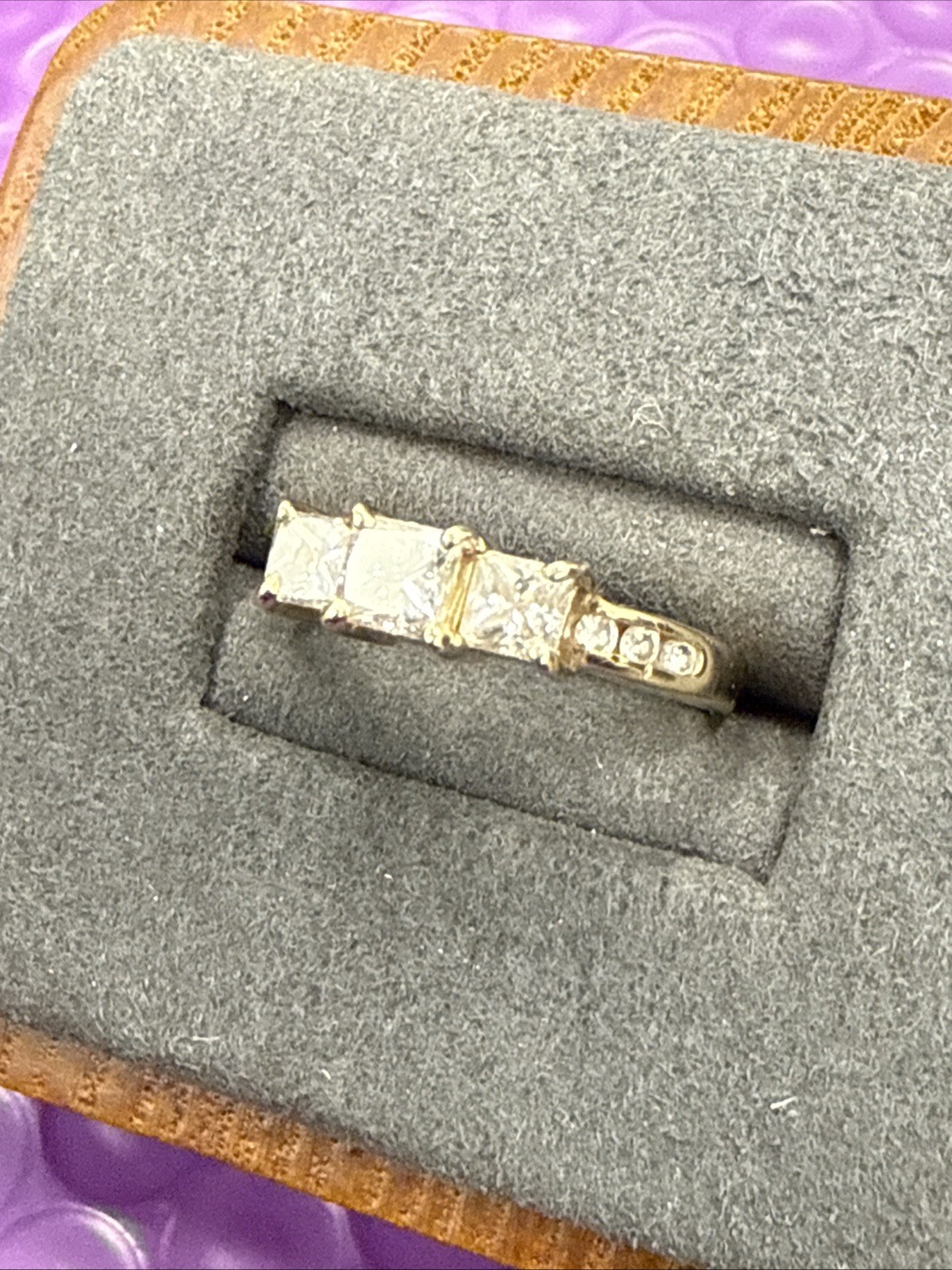 💎 Anniversary 14K Yellow Gold 0.80CTW 3-Stone Diamond Ring 3.2gr.