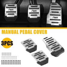 3 Non-slip Manual Transmission Brake Foot Pedal Pad Cover Car Silver Accessory T