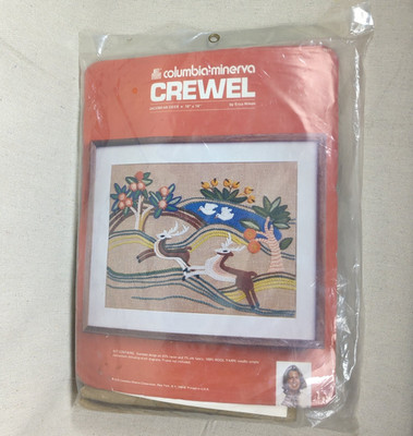 Vintage Columbia Minerva Crewel Kit #7621 Jacobean Deer 18x14 Sealed 1975