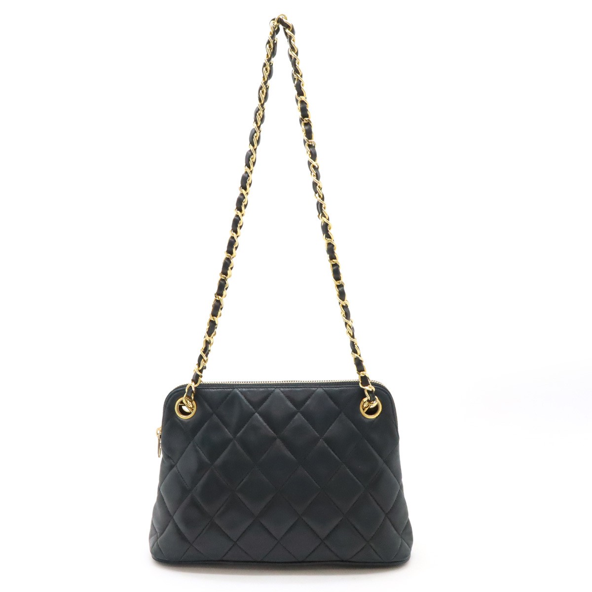 CHANEL Black Gold Lambskin Matelass Chain Shoulder Tote Bag