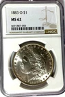 1883 O $1 Morgan Silver One Dollar MS62 New Orleans NGC