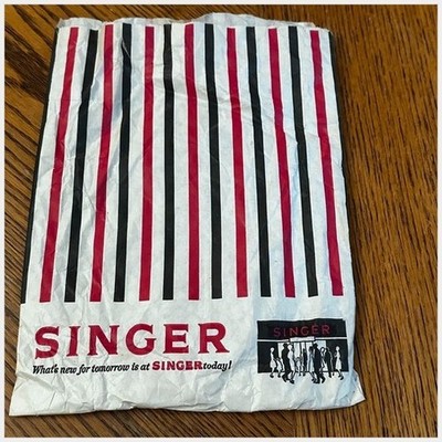 Singer Paper Shopping Bag 1970s Advertising Ephemera Sewing Machine Retro