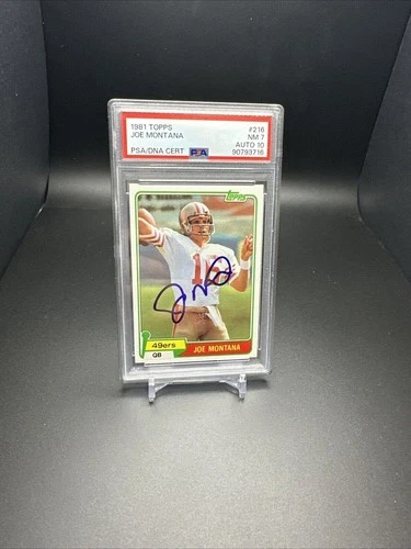 1981 Topps JOE MONTANA Signed Rookie Football Card #216 PSA 7 PSA/DNA Auto 10