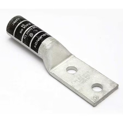Burndy Ya392n Two-Hole Compression Lug, 750 Kcmil Max, 1/2 In Stud, Long