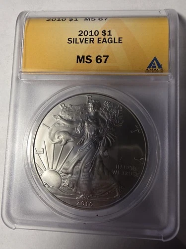 2010 Silver Eagle $1 Dollar 1oz  Anacs Ms-67 .999 -MS-Brilliant Uncirculated-