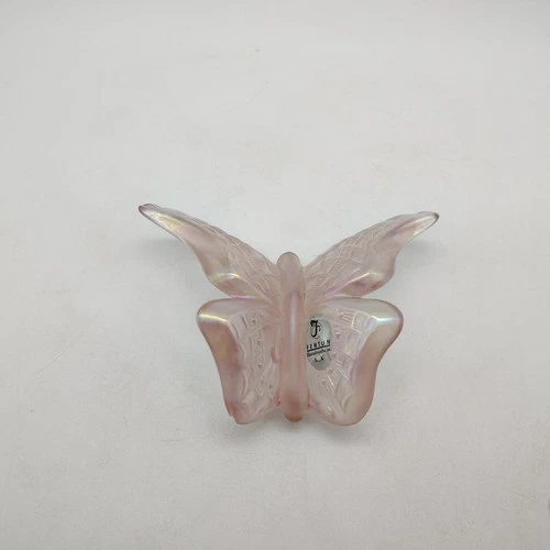 VTG Fenton Flat w Wings Out Butterfly Iridescent Pink Figurine