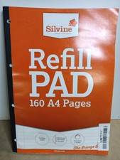 Silvine 160 Page A4 Refill Pad, Side Bound and Punched 4 Holes. Ruled 8mm Feint