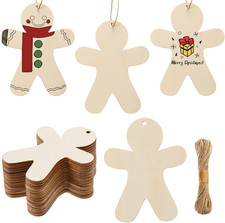 36 Pcs Wooden Gingerbread Man Ornaments Unfinished Wood Gingerbread Man Cutouts