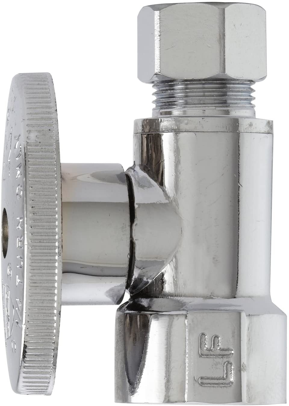 PLUMB PAK PP53PCLF 1/2-FIP 3/8-OD Brass Chrome 1/4-Turn Straight Shut-Off Valve