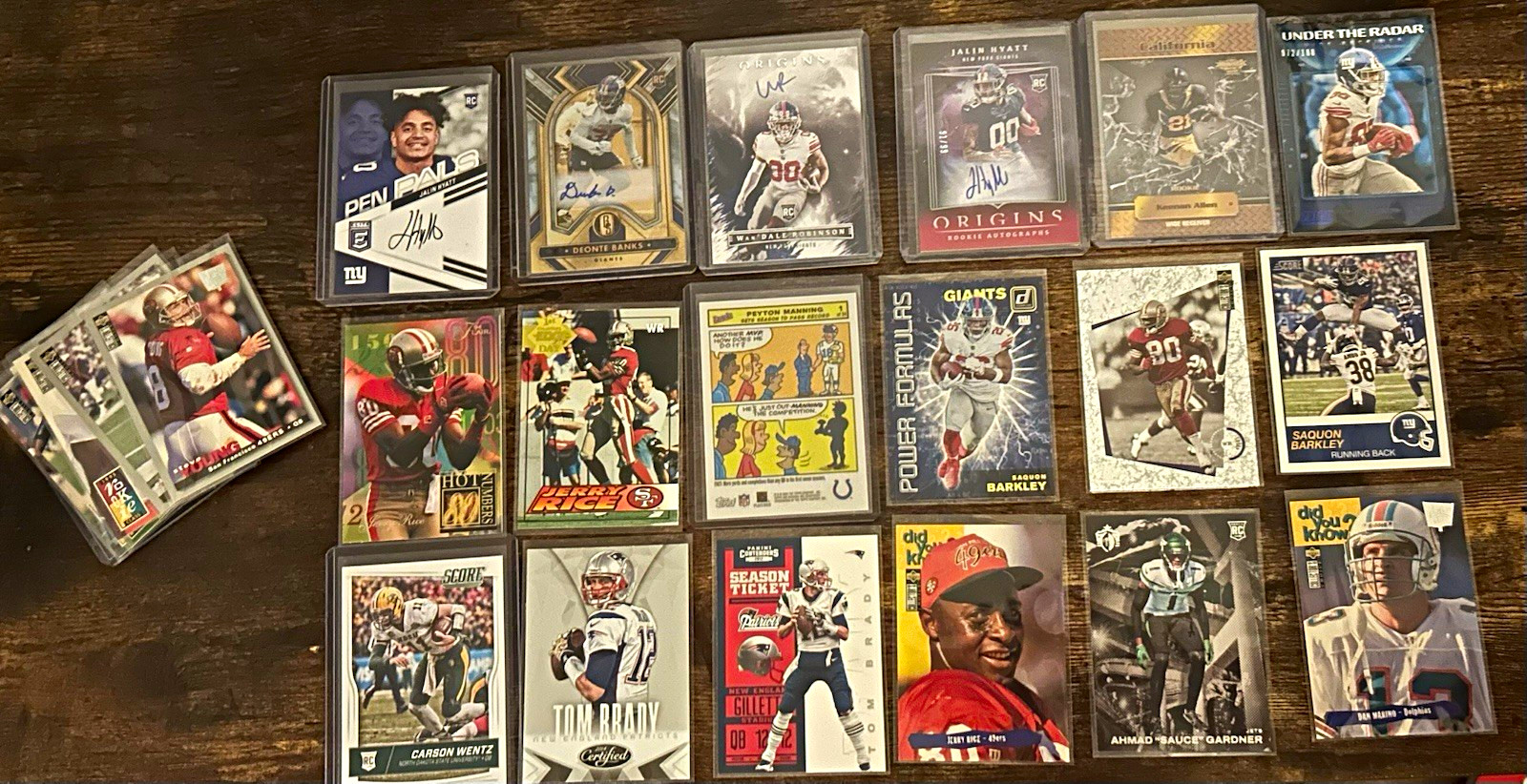 Tom Brady Jerry Rice Peyton Manning Insert RC 1/1 auto serial number 27 card lot
