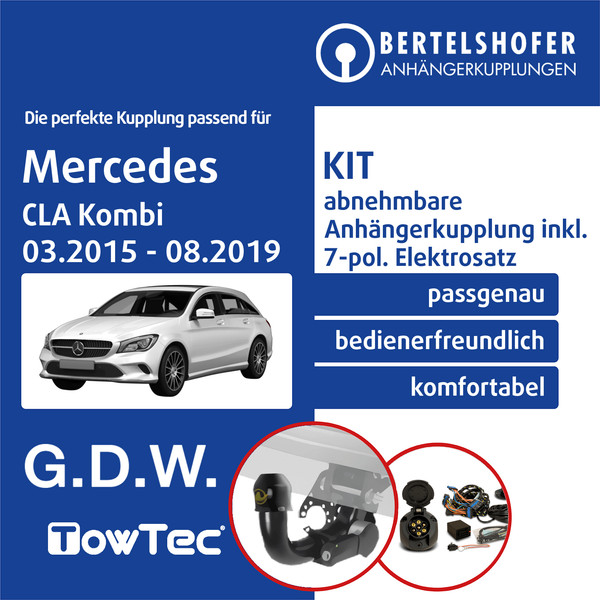 für Mercedes CLA Kombi Typ X117 03.2015-08.2019 AHK Abn +7Pol Spez E-Satz TOP-image