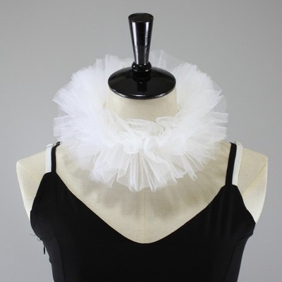 Net Mesh Ruffled Fake Collar Vintage Style Ruff Collar Lace Up Decorative Choker