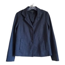 TALBOTS Women S Blazer Jacket Houndstooth Black Gray Button Up Classic Bust 36"