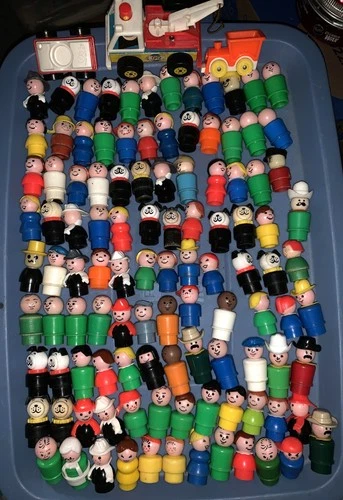 108 Vtg Fisher Price Little People~3 Vehicles~Many Duplicates