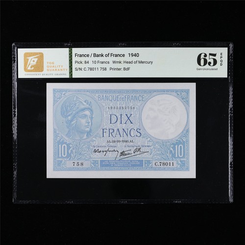 1940 Frankreich / Bank of France 10 Francs Pick#84