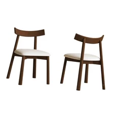 Set of 2 Modern Dining Chairs in Walnut Finish, Ergonomic Armless Kitchen