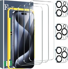 3 3 Protector de Pantalla y Camara Lente Vidrio Templado para iPhone 15 PRO MAX