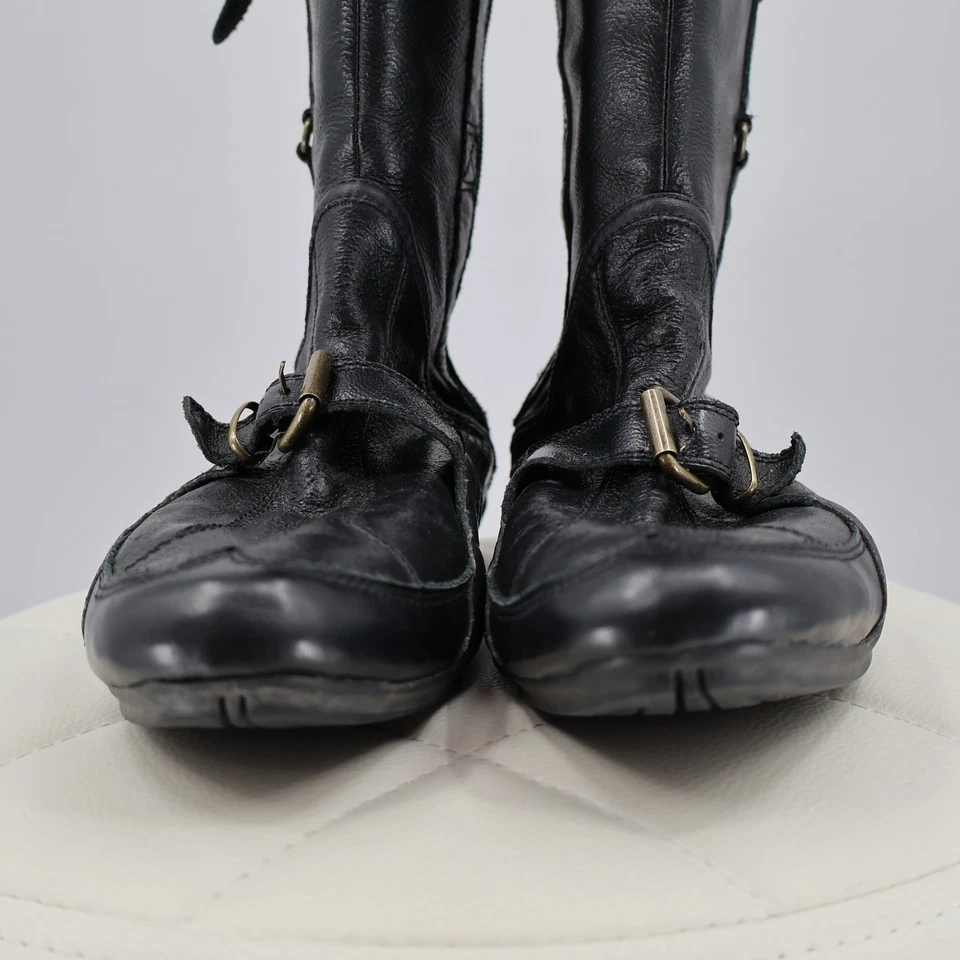 Botas femininas Y2K Puma Berlin 5.5 pretas vintage boxe equitação joelho alto motociclista - Imagem 3 de 4