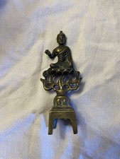 Small Antique Seated Bronze Shakyamuni or Tathagata Buddha, lovely patina
