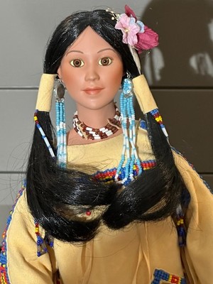 Vtg 16  By Danbury Mint Collector's Edition Native American Porcelain Doll
