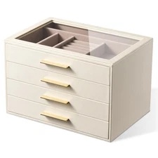 pickpiff Jewelry Box Organizer Case for Women 4-Layer Jewelry Storage Case wi...