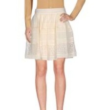 Alice by Temperley Cream Lace Pintuck Pleated Mini Skirt US 8 UK 12 NEW