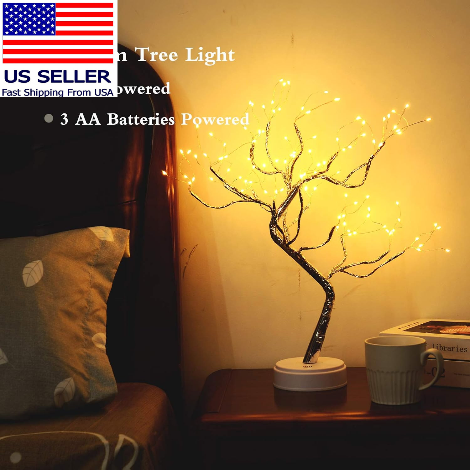 20" Bonsai Fairy Spirit Tree Light with 108 LED, DIY Artificial Tree Lamp, Batte