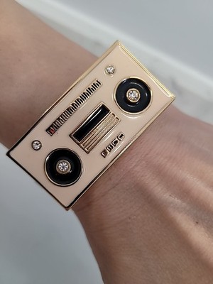 KATE SPADE NY ''JAZZ THINGS UP BOOM BOX CASSETTE TAPE'' PINK BRACELET NWOT
