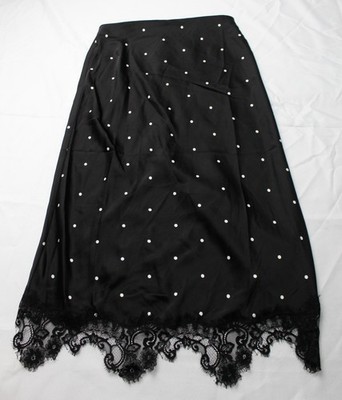 Skies Are Blue Women's Lace Trim Pull On Midi Skirt EH6 Black