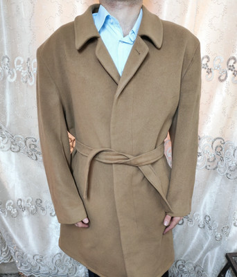 Vintage Bugatti wool Cashmere classic belted brown suit over coat 48R XL