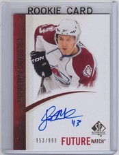 2010-11 SP AUTHENTIC JUSTIN MERCIER UD RC AUTO ROOKIE SP /999 #293 AVALANCHE