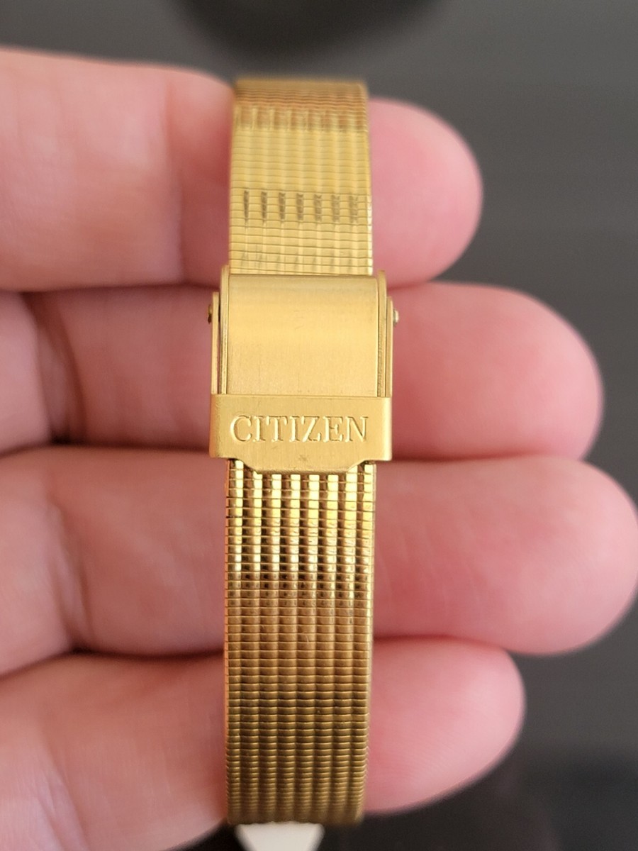 Rare Vintage Citizen Strada 1030-S61763 Gold Plated Rectangular