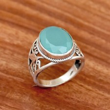Aqua Chalcedony Ring, 925 Sterling Silver Ring, Handmade Ring, Gemstone Ring