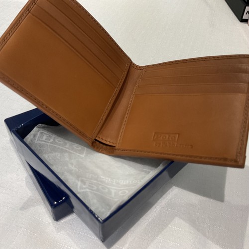 NEW POLO RALPH LAUREN MENS WALLET NEW YORK TAN LEATHER AND CANVAS BOXED - Picture 2 of 6