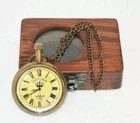 Antique Brass Pocket watch antique vintage with Leather Box Occasion Gift Marine