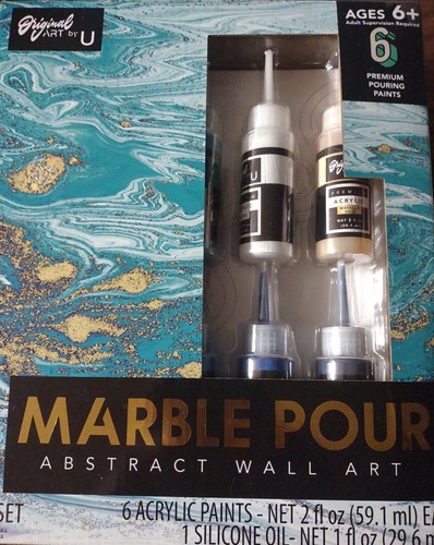Marble Pour Abstract Art Kit 2 Canvases Wall Original Art ByU Painting NEW - Picture 2 of 8