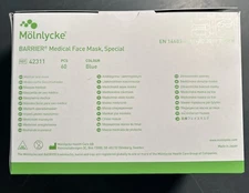 *60-Pack* Molnlycke Barrier Medical Face Mask Special Blue Type 2 II 42311 New