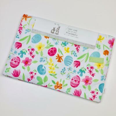 Hip Hop Bright Easter Eggs and Spring Flowers Placemats Set of 4 