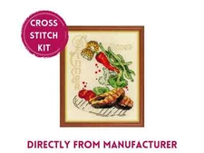 RIOLIS Counted Cross Stitch Kit 1686 Dinner- Kitchen. Fish and Vegetables