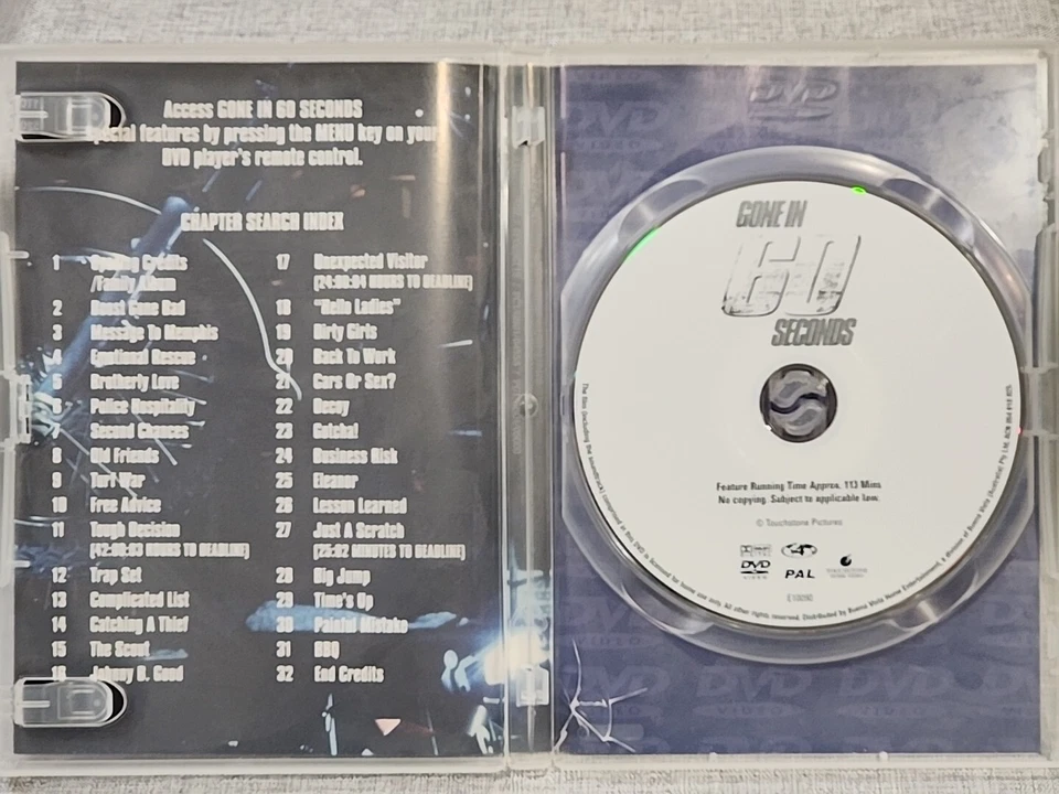 Gone In 60 Seconds DVD Nicolas Cage Region 4 PAL Action Chase Thriller Adventure - image 3 of 4