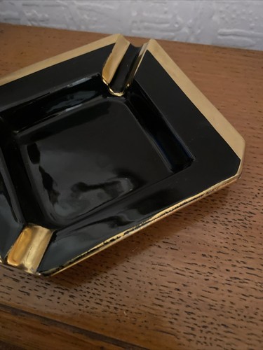 Lovely Art Deco Carlton Ware Schwarz Geometric Ashtray - Bild 4 von 7