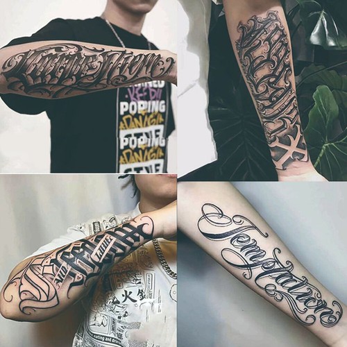 4Pcs Letters Temporary Tattoos Half Arm Body Marker Tattoos for Adults Kids - Picture 4 of 33