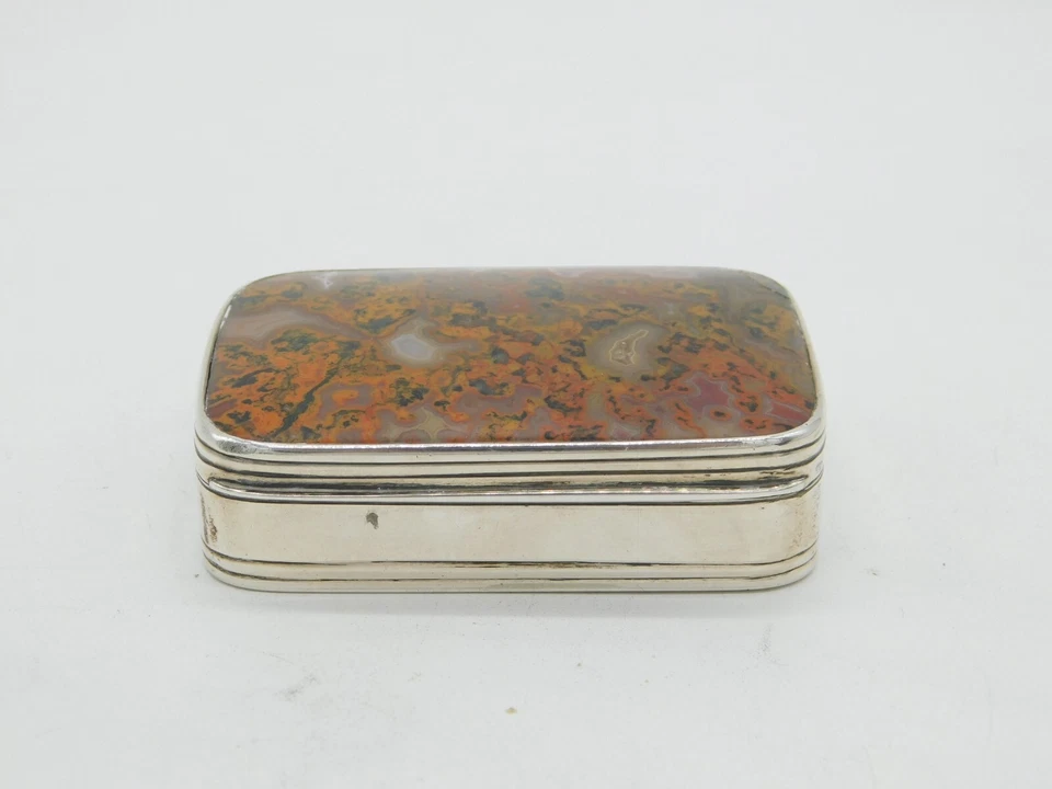 Antigua caja de tabaco con tapa de ágata de plata esterlina Perth escocesa de Jorge III c1800 Foto 3 de 4