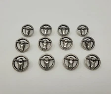 12 pcs Longhorn Steer Cow Silver Molded Plastic Craft Sewing Shank Buttons VTG
