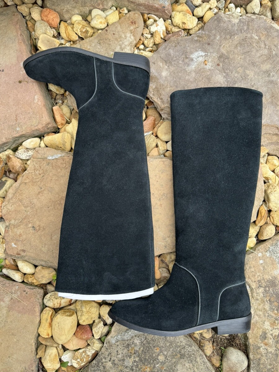 UGG Australia Delay Riding Boots Womens Sz 7.5 Black Suede Side Zip Tall 1020257 View 3