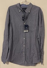 Crown Ivy Mens XL Blue Plaid Button-Down Motion Flex Classic Shirt NWT M94r