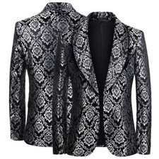 Men's Floral Shawl Lapel Tuxedo Jacket Suit Blazer Coat Top Wedding Party Formal
