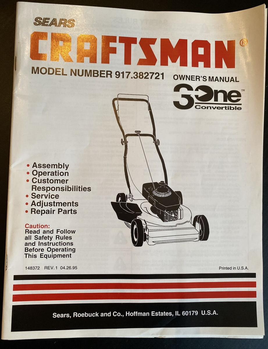 Manual Maint Chart for Craftsman hp 20 Side Discharge Mower - Main Image