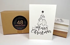 Merry Christmas Tree Cards 48 Count W/ Envelopes Blank inside Juvo Plus